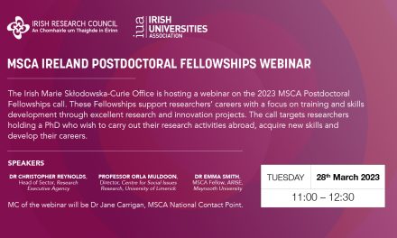 MSCA 2023 Postdoctoral Fellowship call hosted by the Irish Marie Skłodowska-Curie Office